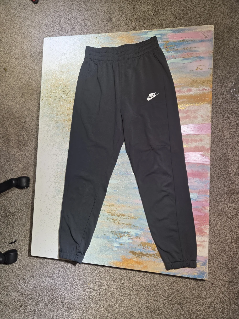 Nike Kids Black Jogger Sweatpants with White Swoosh